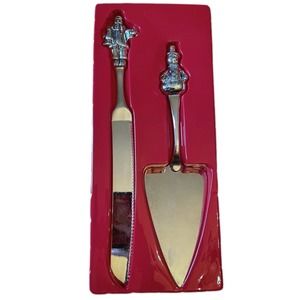 Vtg Wallace Silversmiths Cake Serving Set 2 Pc Holiday Pie Server Cake Knife NOS